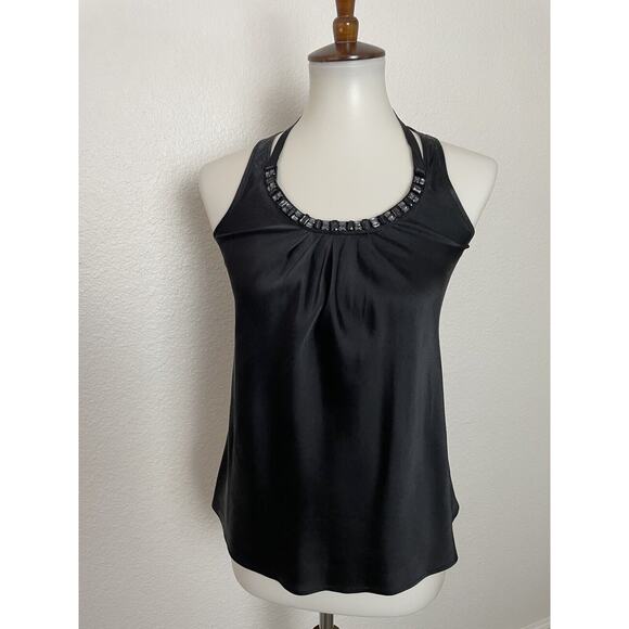 Club Monaco Tank Top Jeweled Ribbon Tie Racerback - Picture 1 of 8
